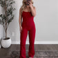 Running Late Athleisure Jumpsuit / Red