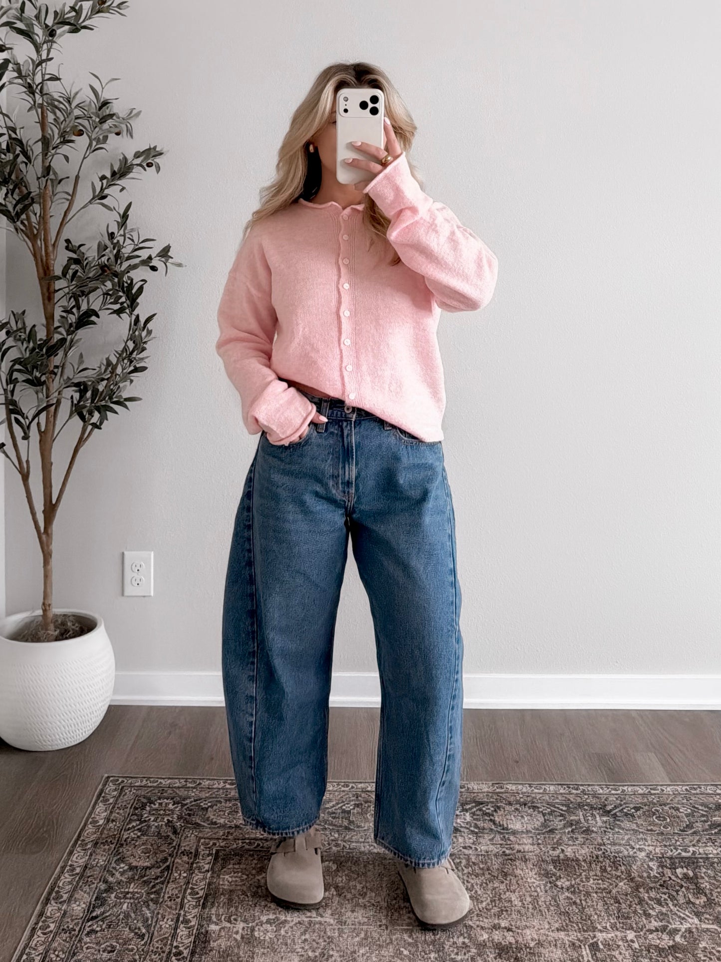 Augie Knit Button Cardigan / Sherbet