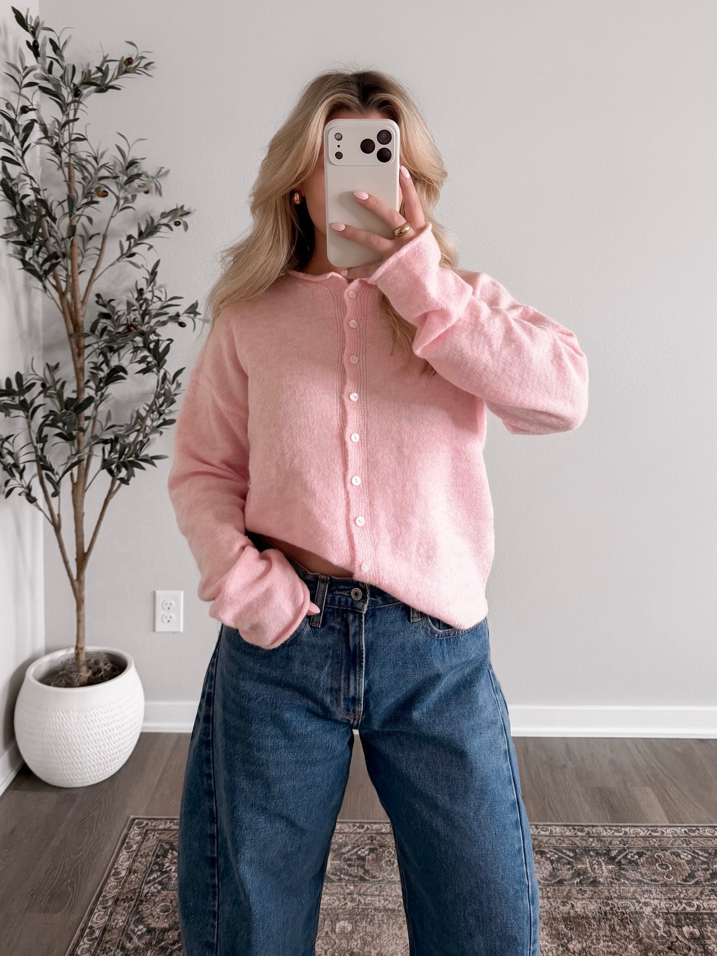 Augie Knit Button Cardigan / Sherbet