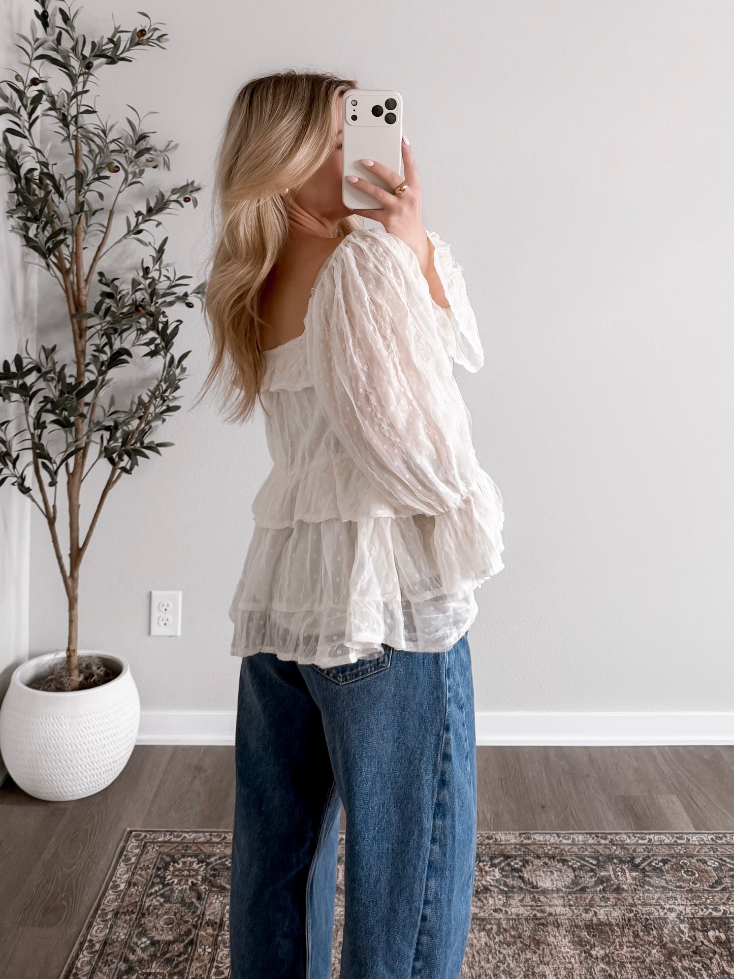 Vanilla Tulle Lace Tie Top