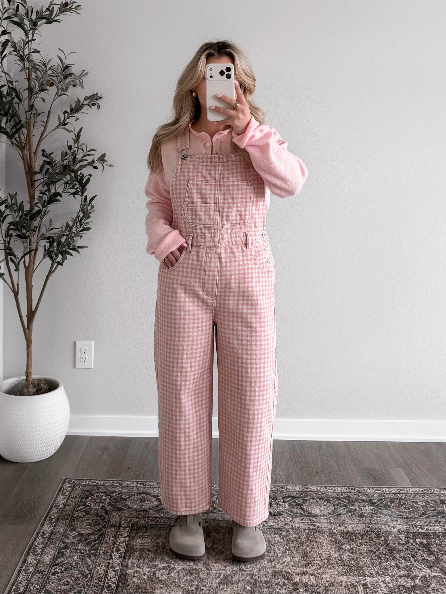 Farm Gingham Relaxed Overalls / Pink (Possible Restock💗)
