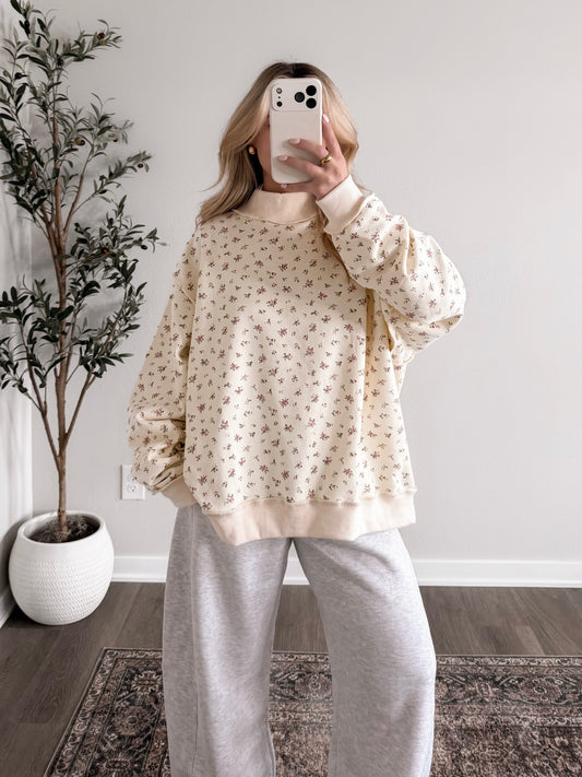 Floral Oversized Mock Neck Pullover