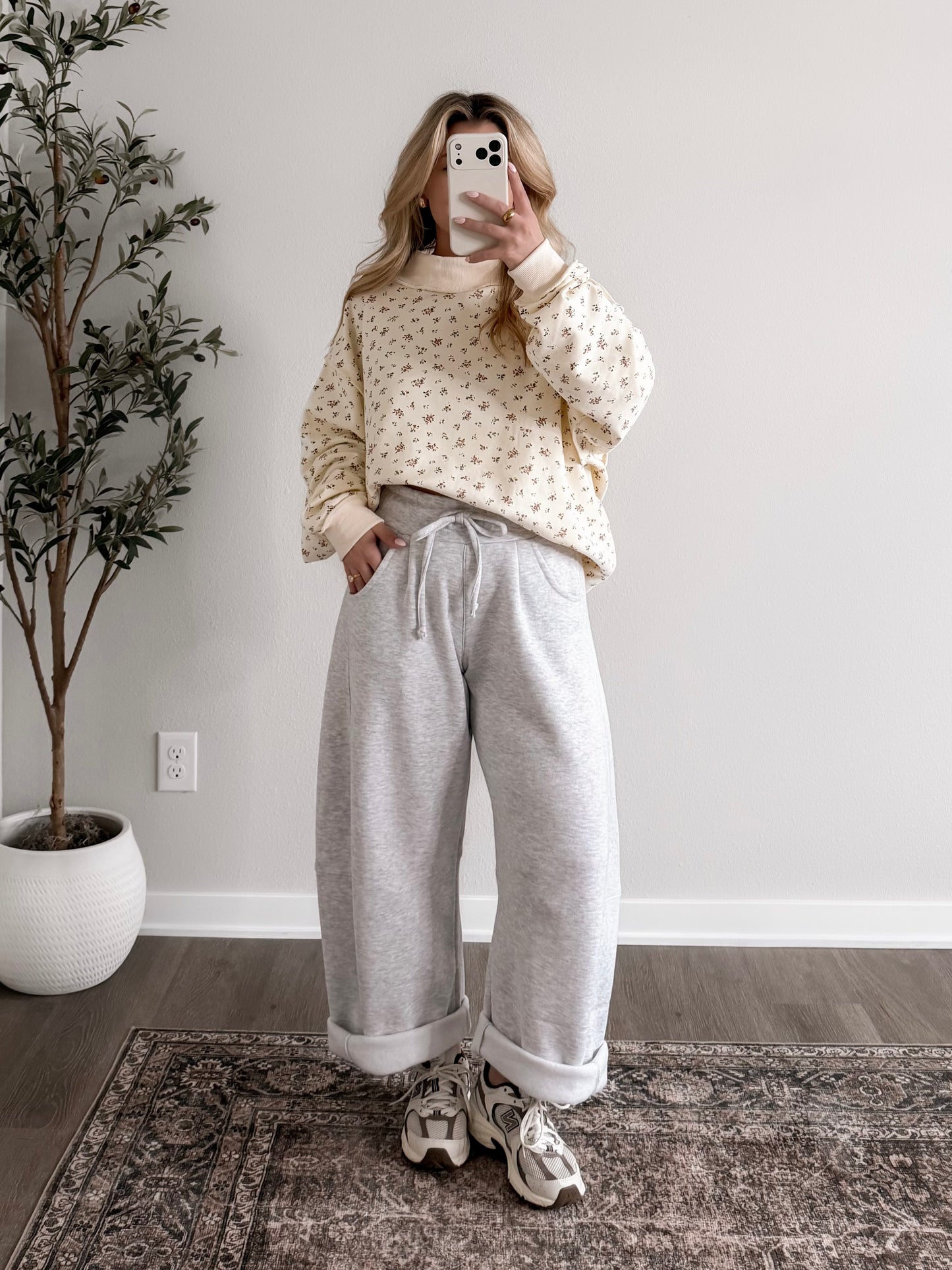 Floral Oversized Mock Neck Pullover