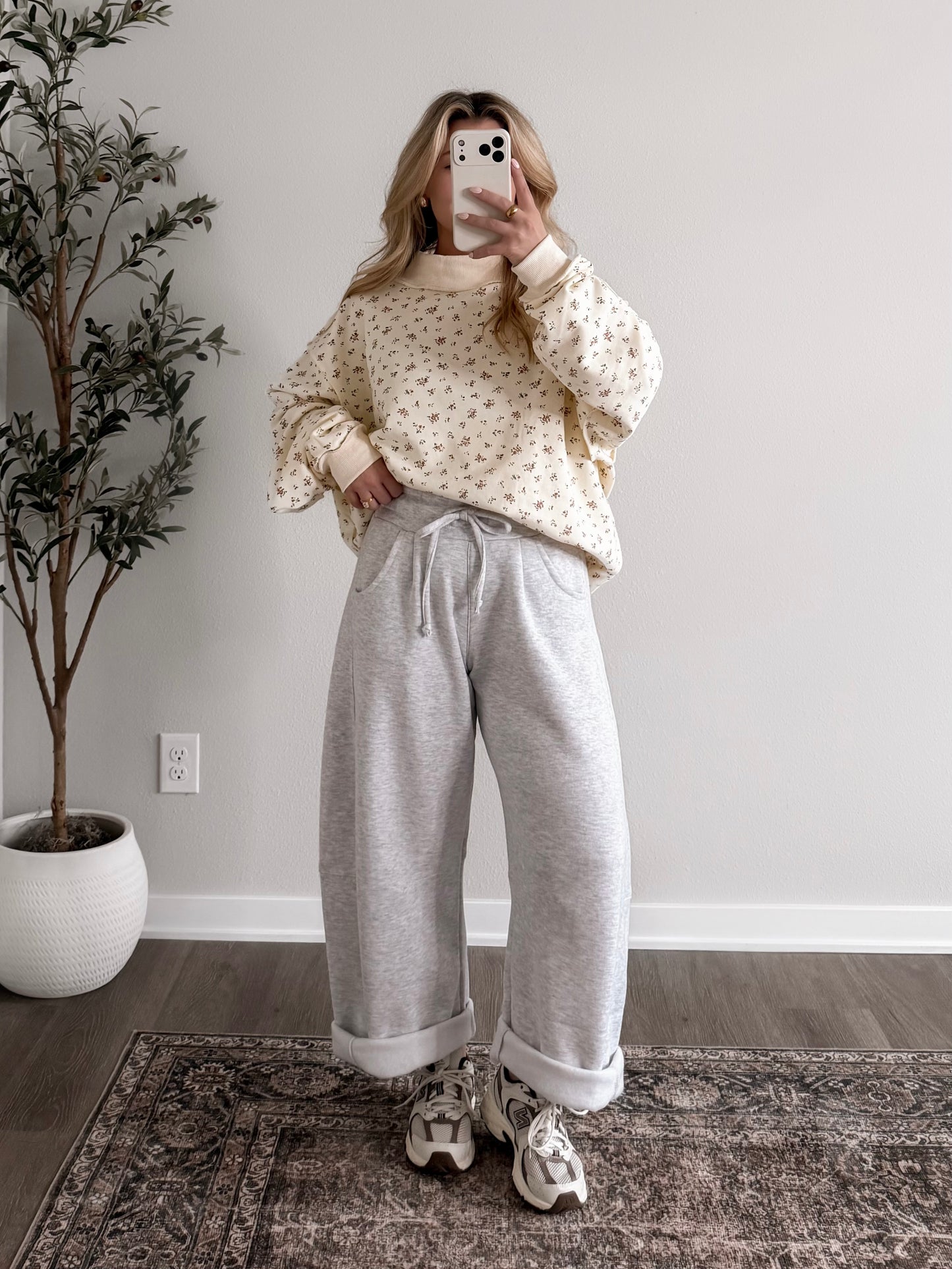 Floral Oversized Mock Neck Pullover