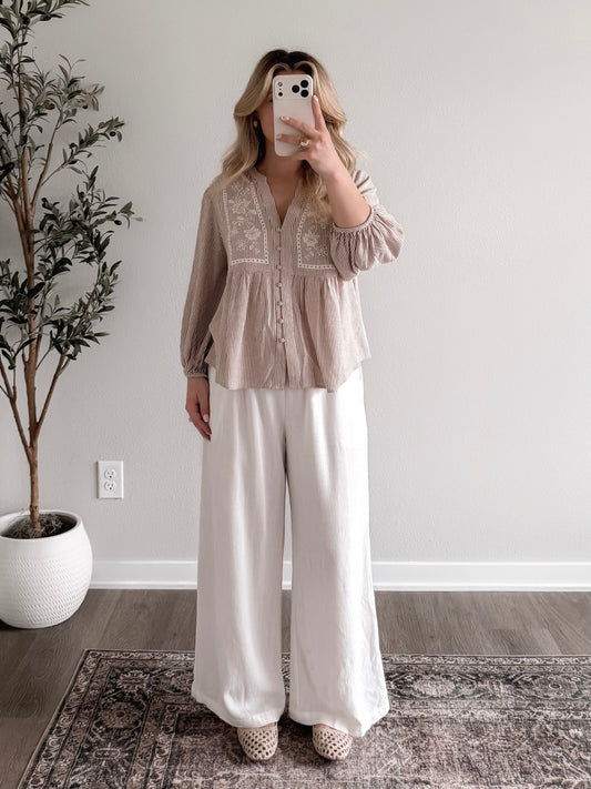 Sandbar Embroidered Striped Top