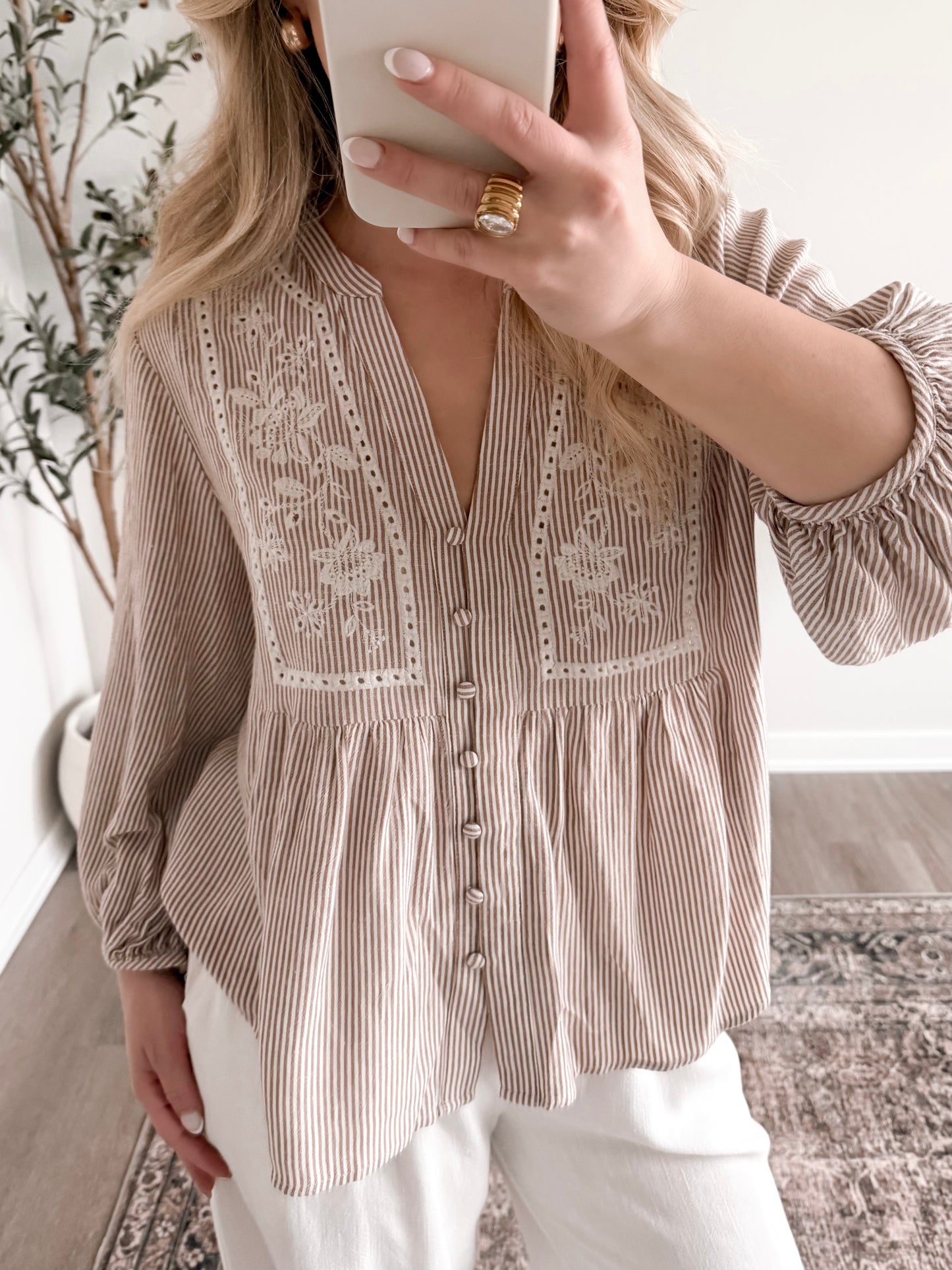 Sandbar Embroidered Striped Top