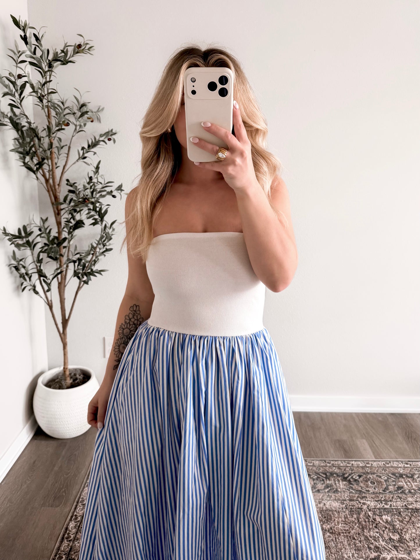 Beach House Striped Midi Dress