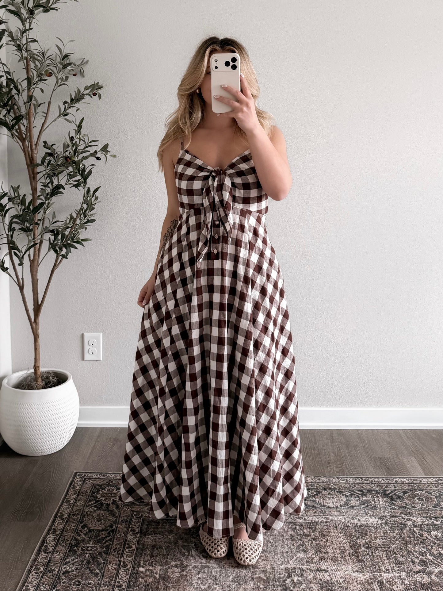 Picnic Blanket Gingham Midi Dress