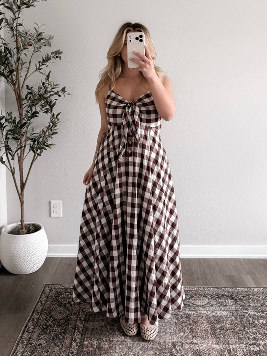 Picnic Blanket Gingham Midi Dress