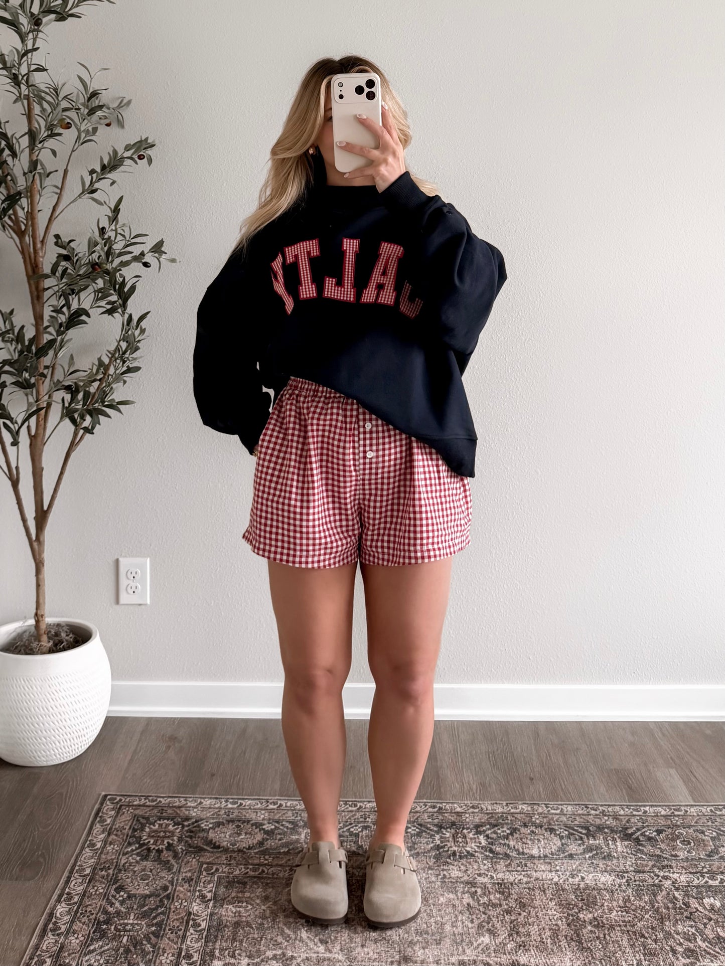 "Salty" Gingham Oversized Mockneck (Restocking in June)