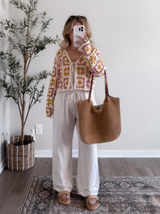 Tangerine Crochet Tie Top