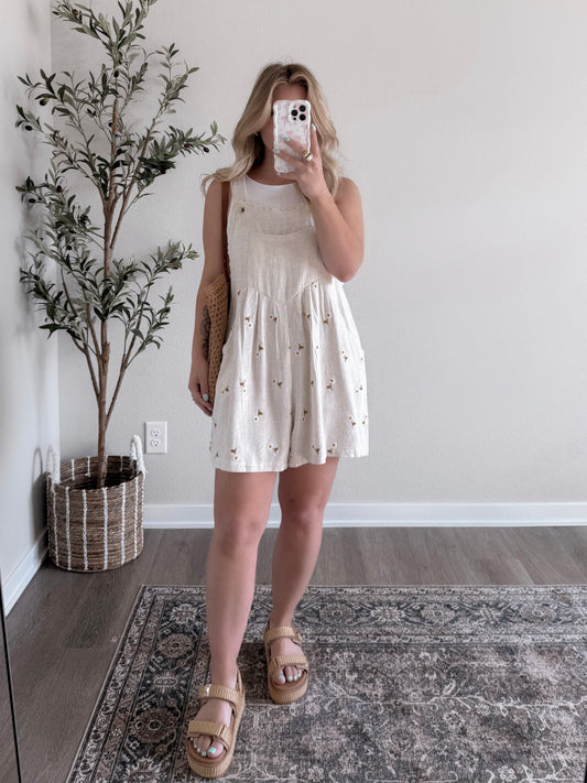 Sunflower Fields Embroidered Romper