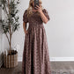 Mocha Blossoms Floral Maxi Dress