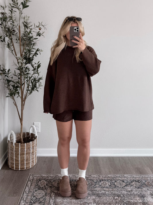 Comfort Feels Knit Short Set / Brown (PREORDER - EST SHIP 9.22)
