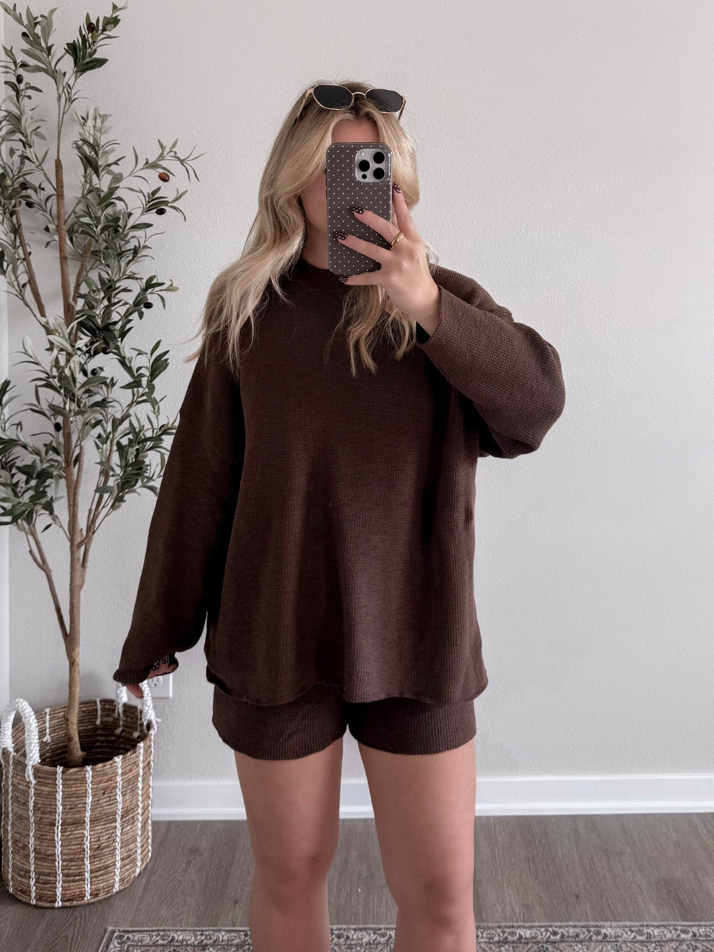 Comfort Feels Knit Short Set / Brown (PREORDER - EST SHIP 9.22)