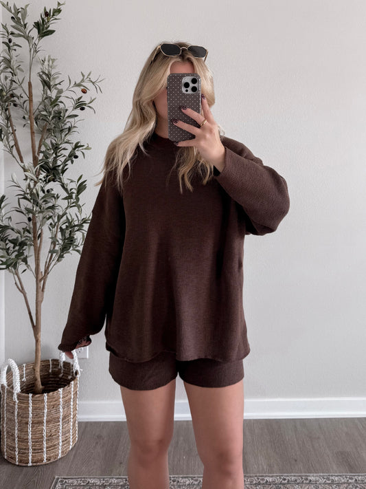 Comfort Feels Knit Short Set / Brown (PREORDER - EST SHIP 9.22)