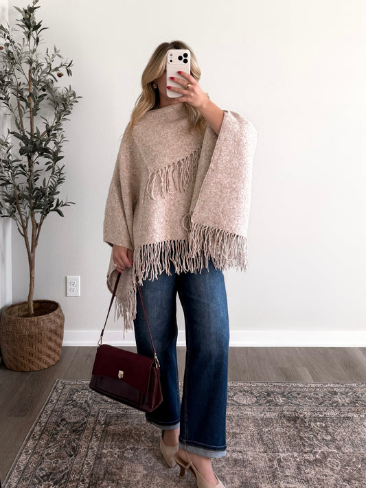 Falling For Fringe Knit Poncho