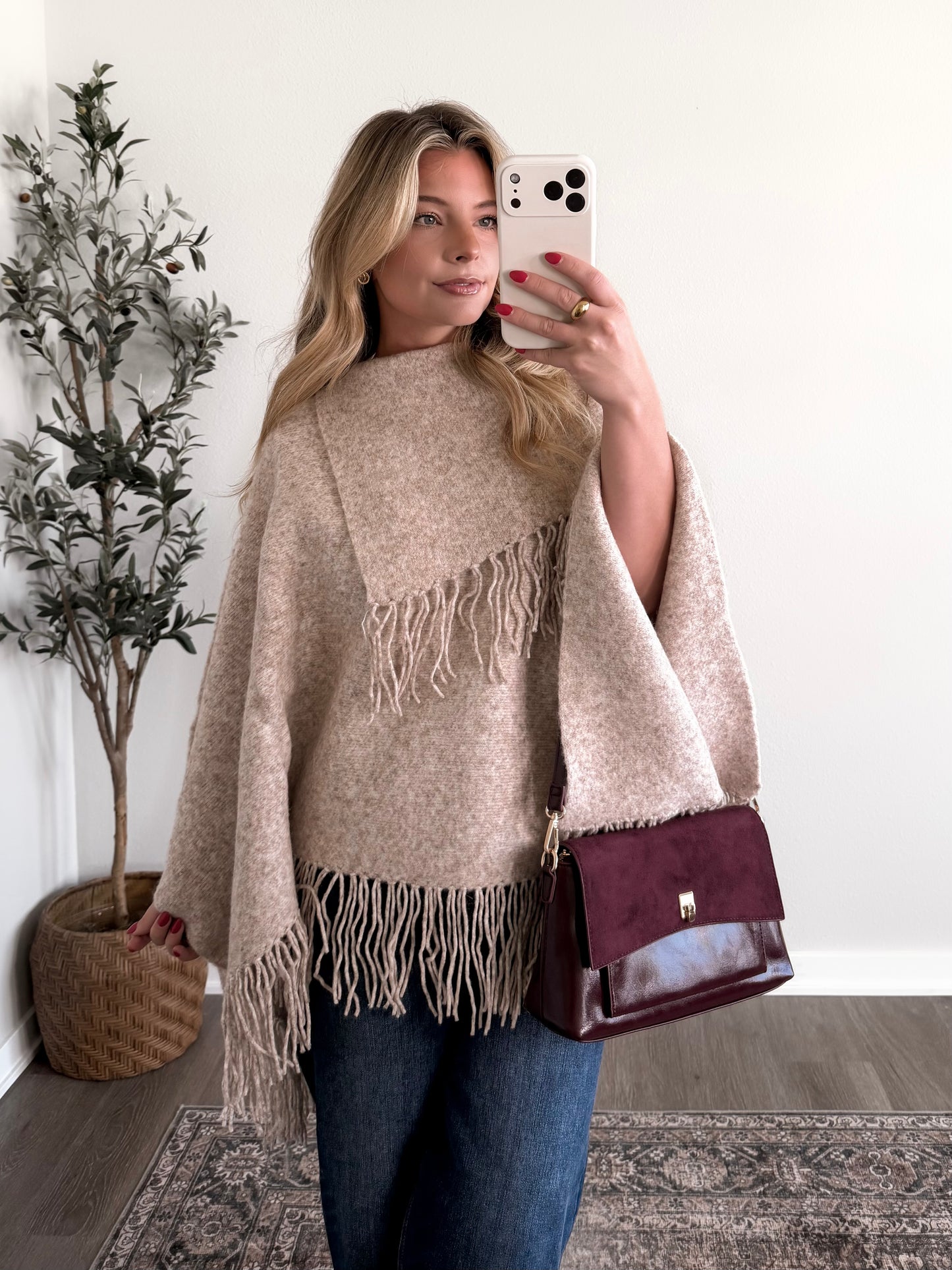 Falling For Fringe Knit Poncho