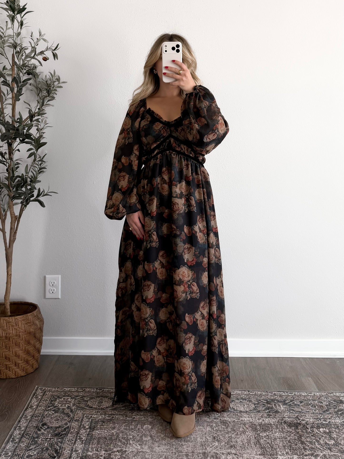 Dark Woods Floral Maxi Dress