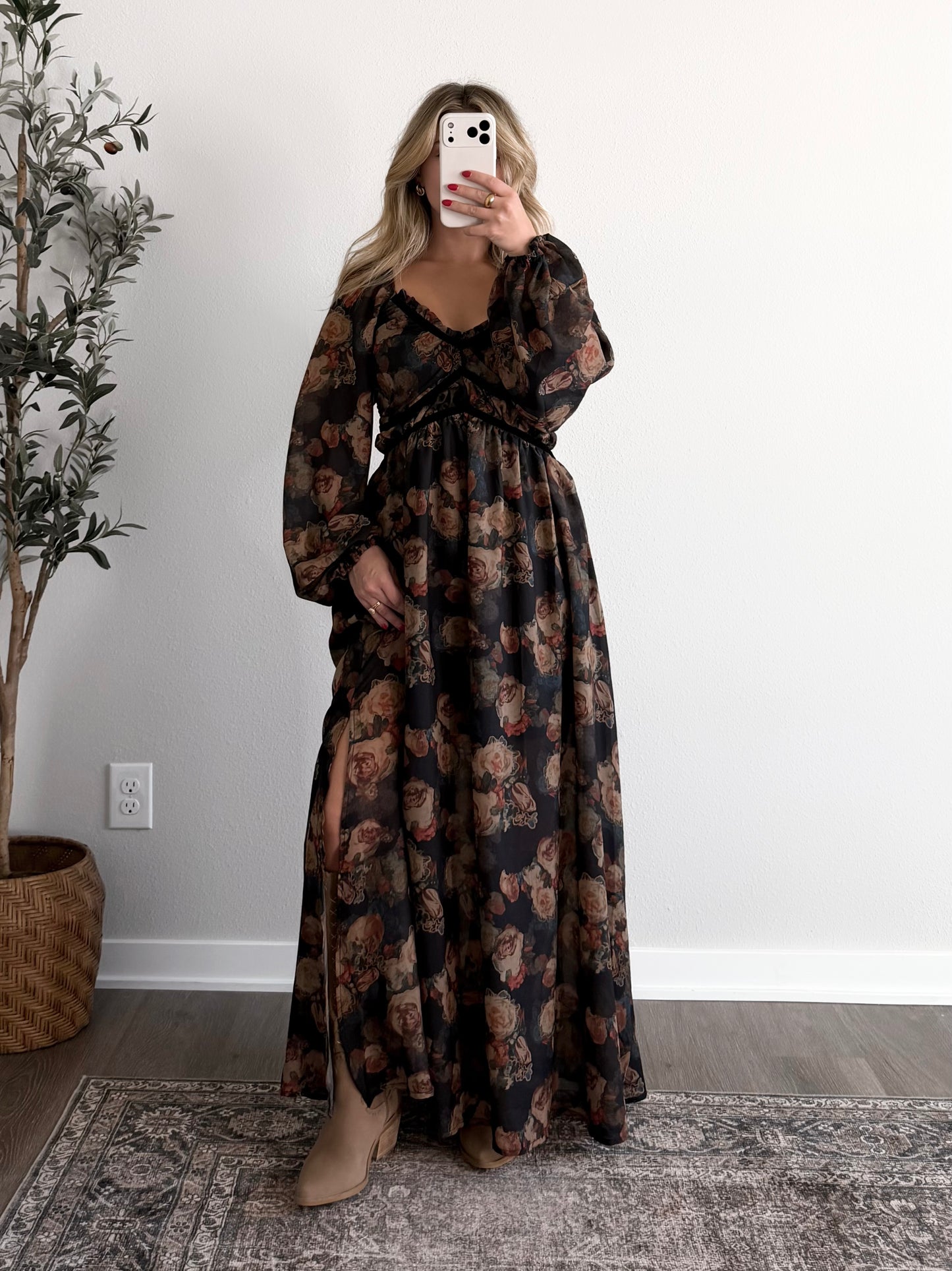 Dark Woods Floral Maxi Dress