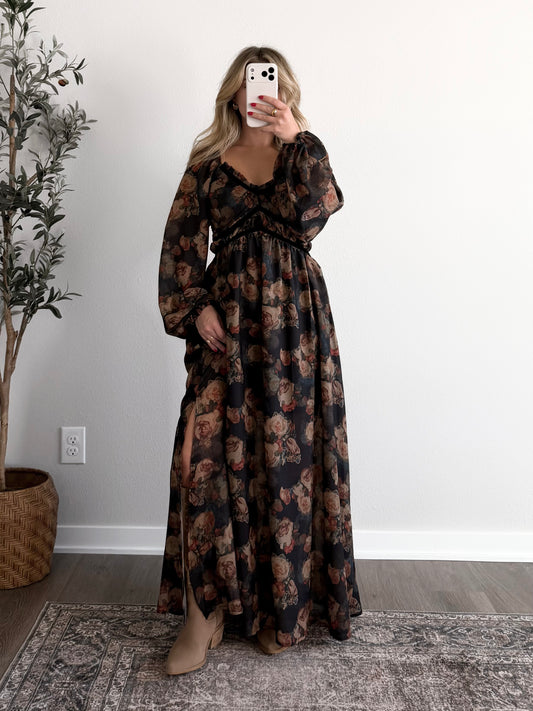 Dark Woods Floral Maxi Dress