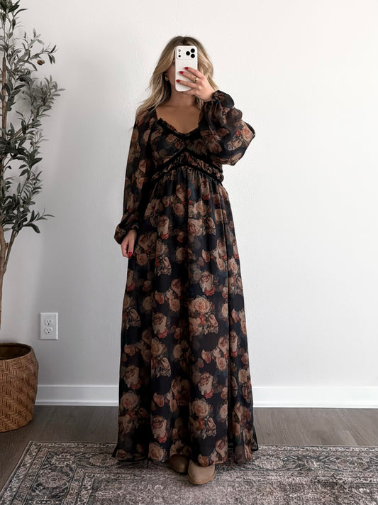 Dark Woods Floral Maxi Dress