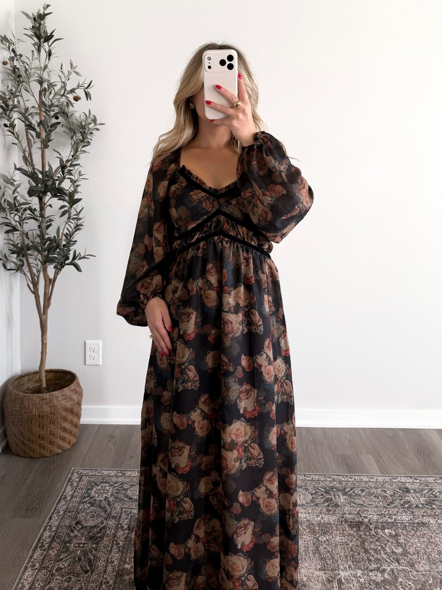 Dark Woods Floral Maxi Dress