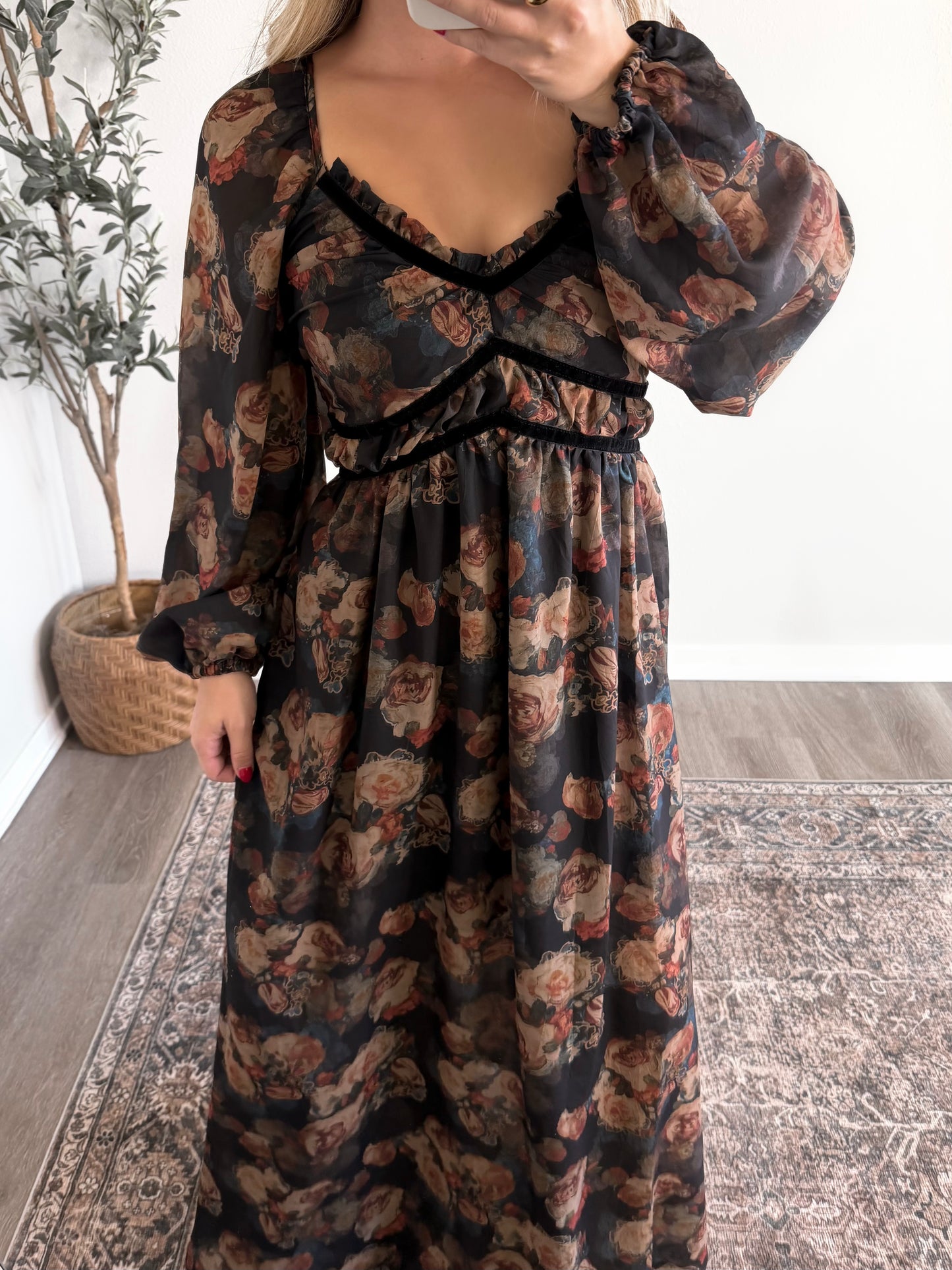 Dark Woods Floral Maxi Dress