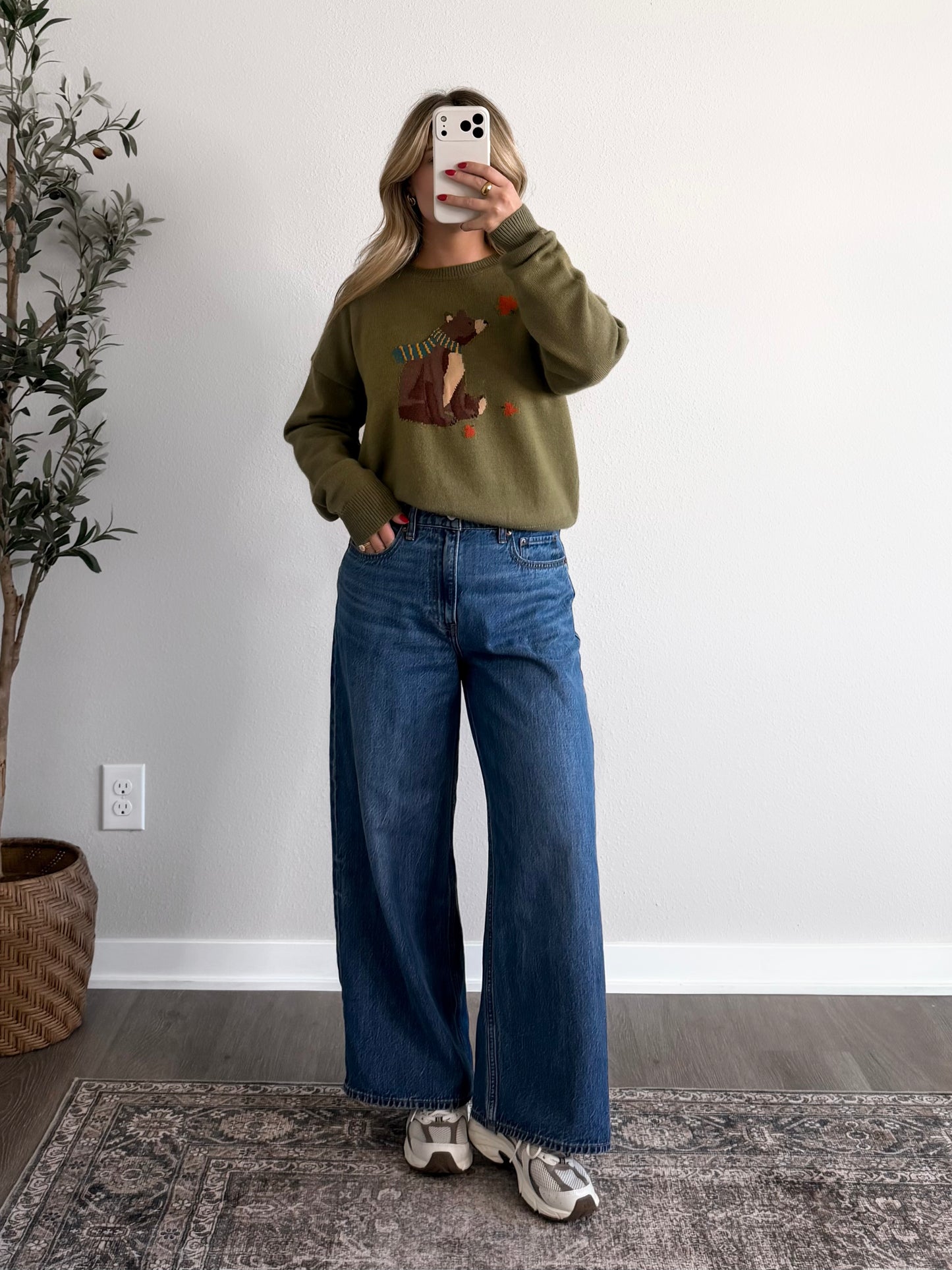 Bear in Fall Knit Sweater