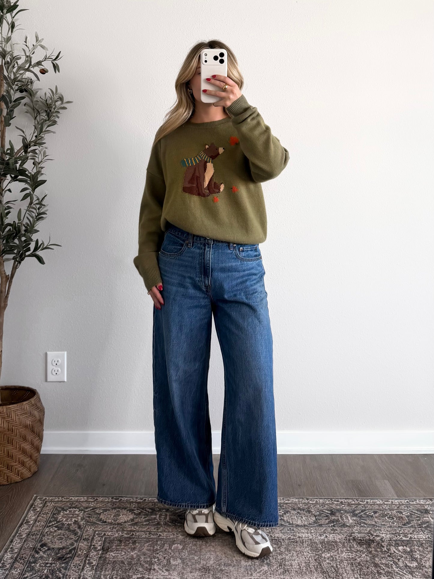 Bear in Fall Knit Sweater