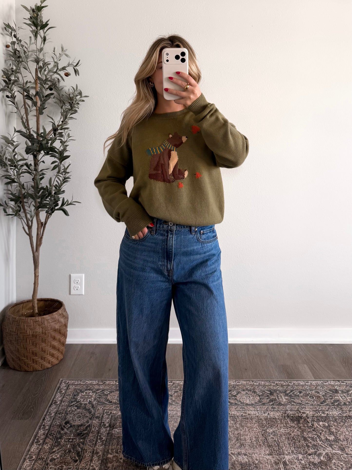 Bear in Fall Knit Sweater