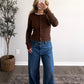 Contrast Simple Button Top / Brown