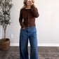 Contrast Simple Button Top / Brown