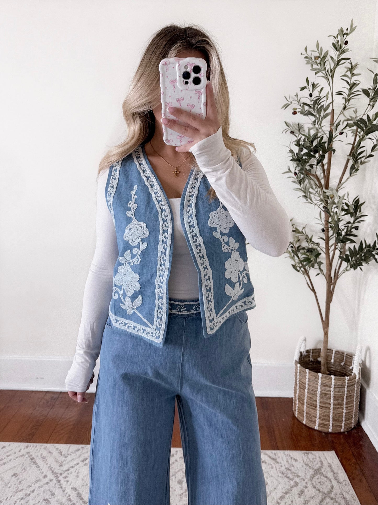 Eden Denim Embroirered Vest