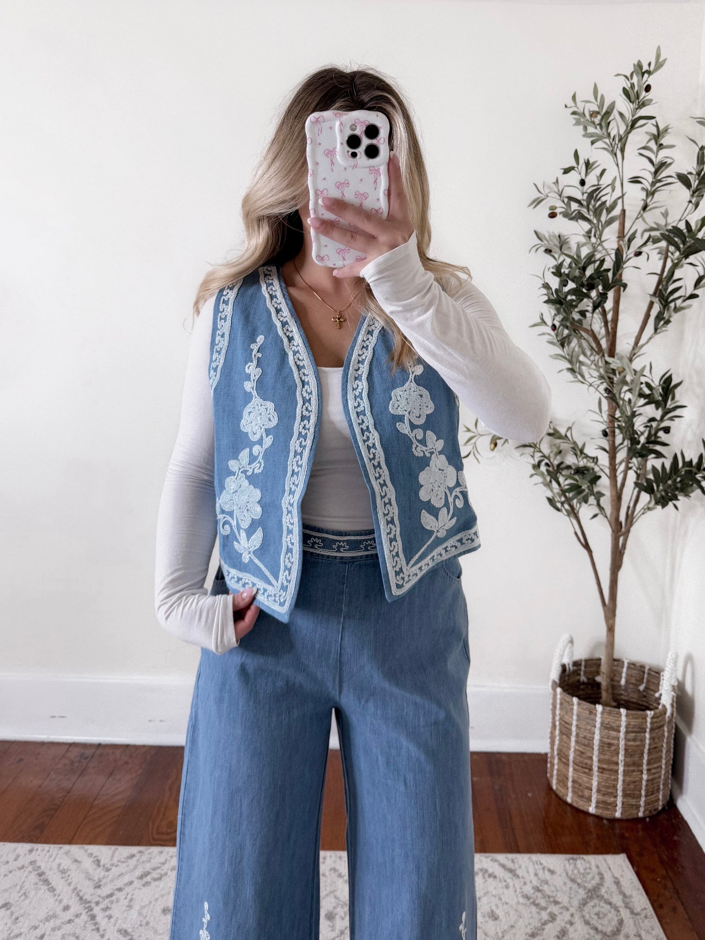 Eden Denim Embroirered Vest