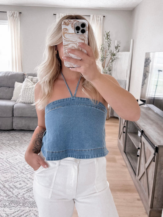 Darla Denim Halter Top