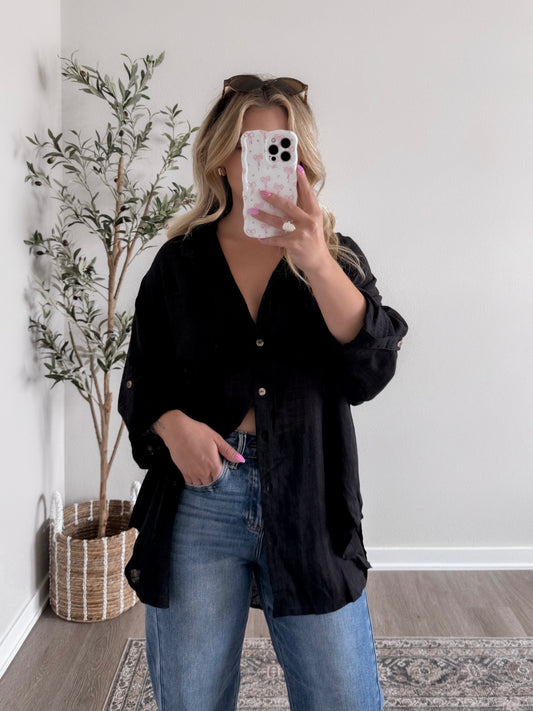 Endless Oversized Button Down / Black