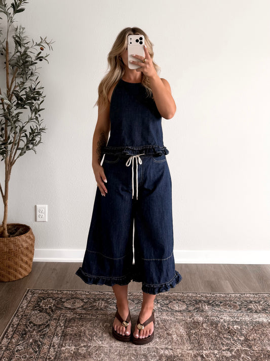 Boho Blue Jean Capri Set