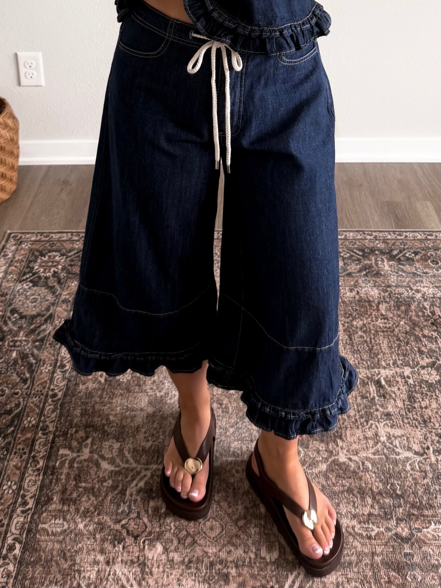 Boho Blue Jean Capri Set