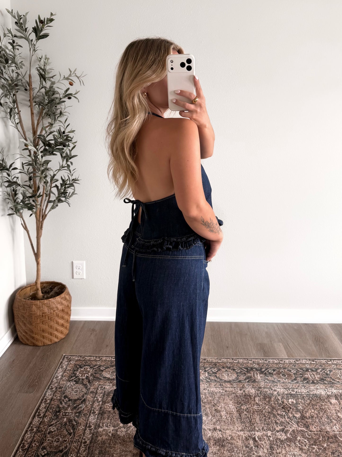 Boho Blue Jean Capri Set