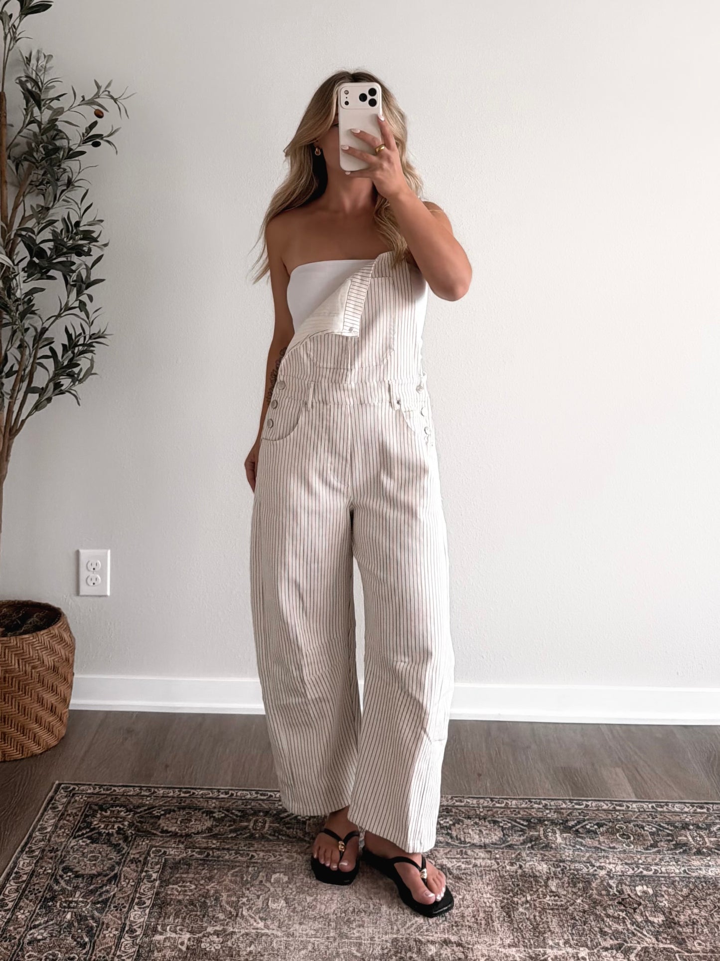 Stevie Pinstripe Barrel Overall
