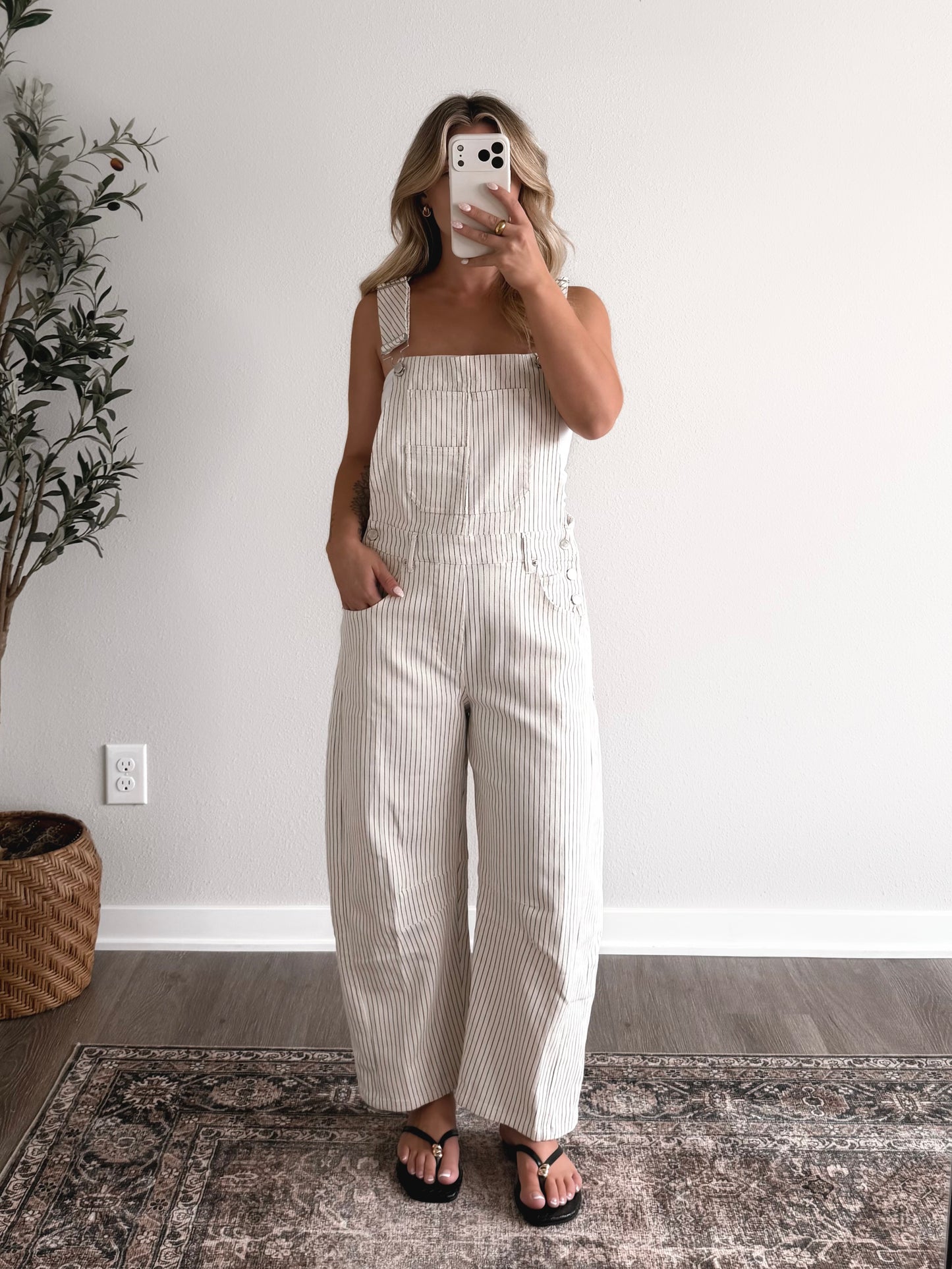 Stevie Pinstripe Barrel Overall