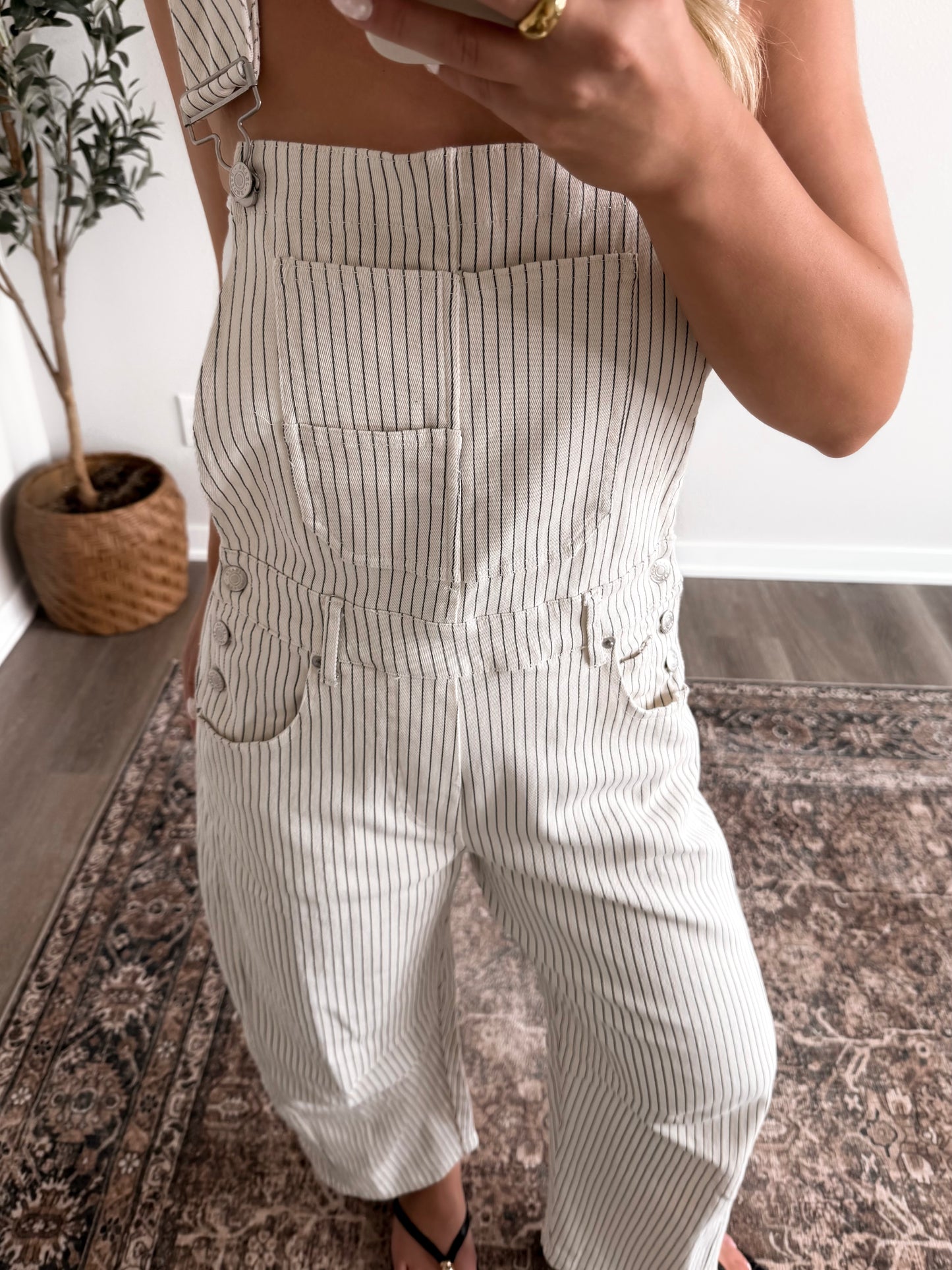 Stevie Pinstripe Barrel Overall