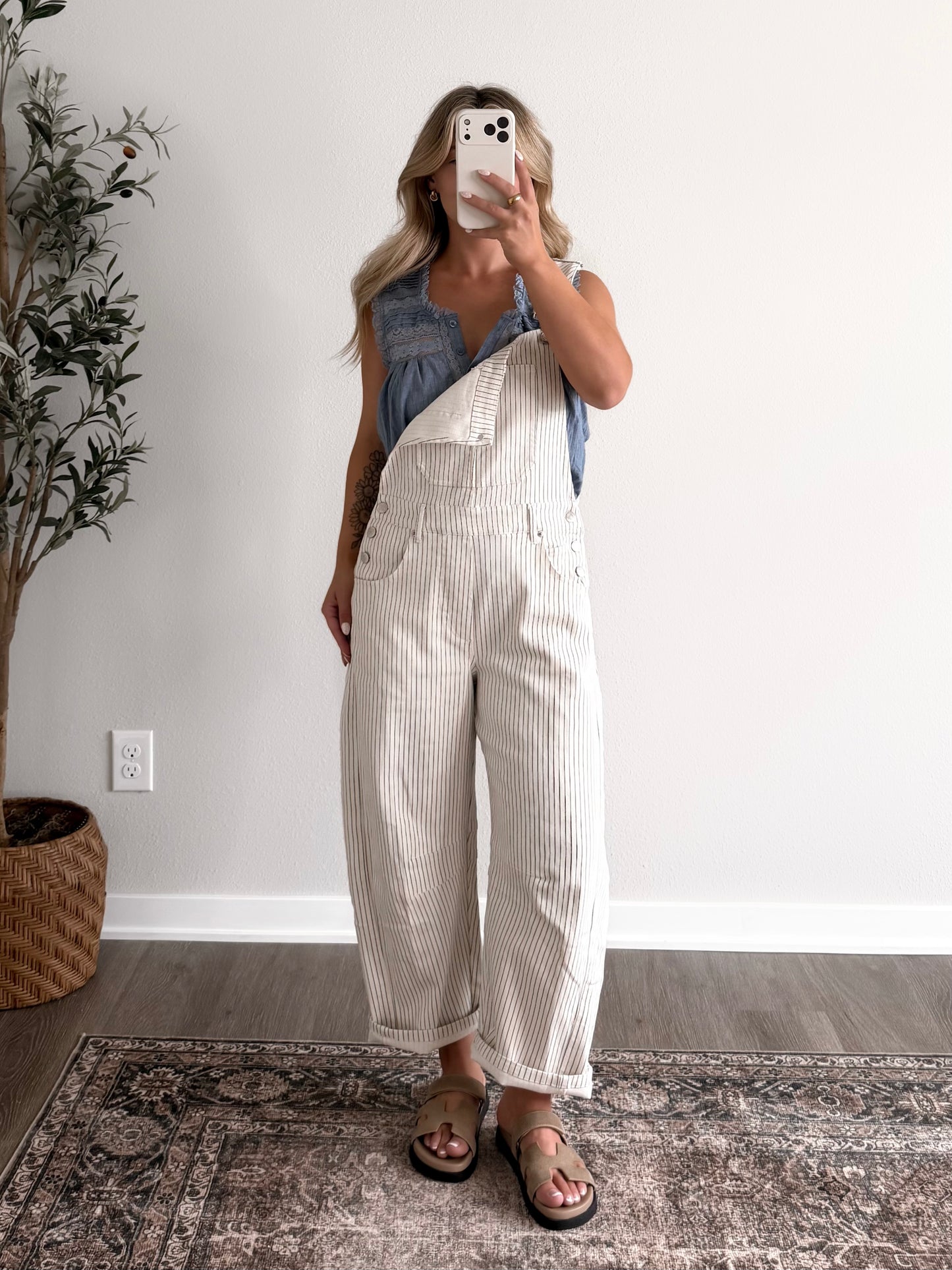 Stevie Pinstripe Barrel Overall