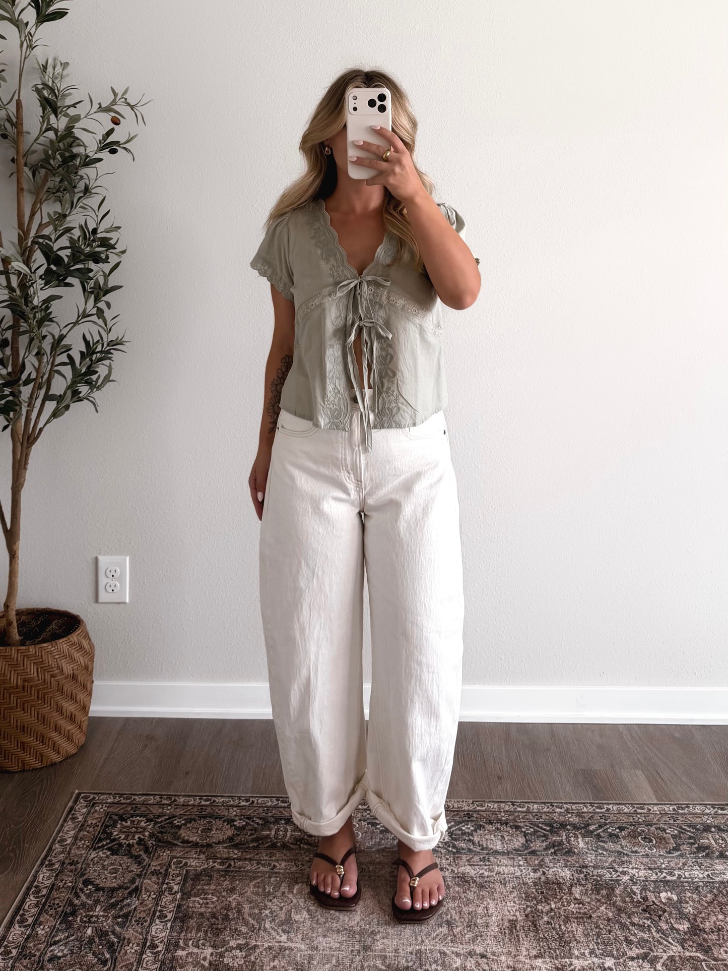 Unwritten Tie Lace Top / Sage