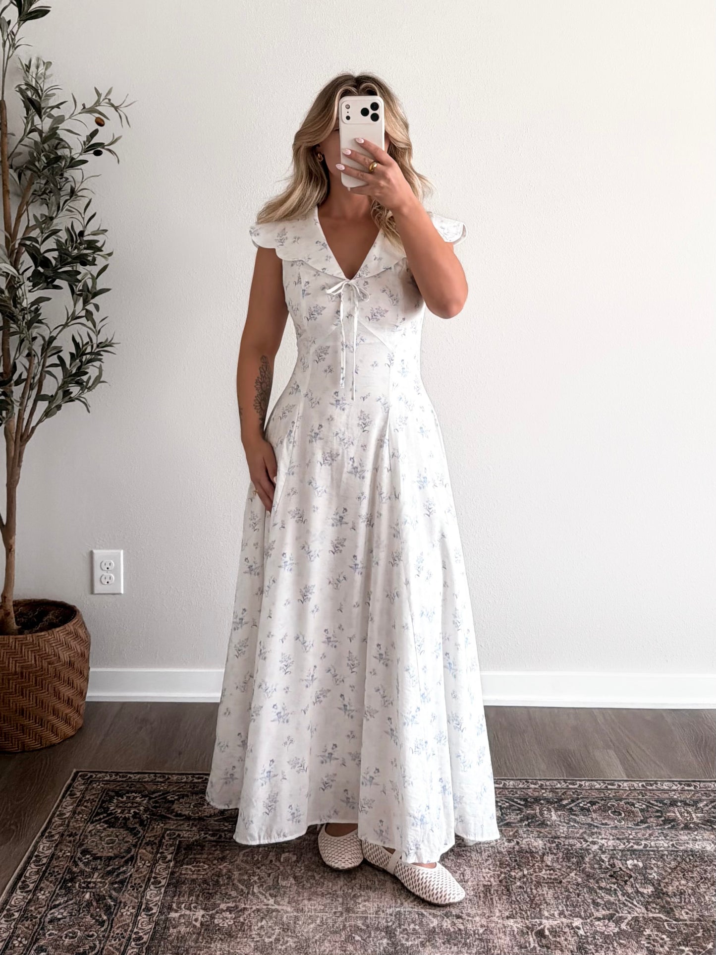 Cathedral Blue Floral Maxi Dress