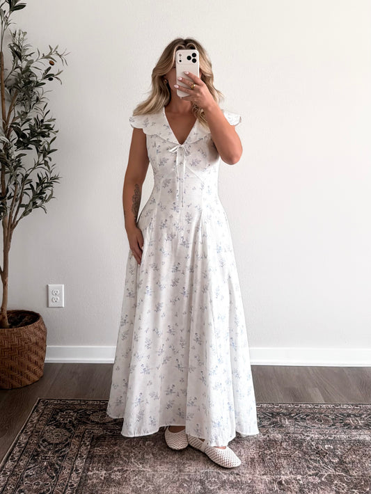 Cathedral Blue Floral Maxi Dress
