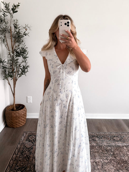 Cathedral Blue Floral Maxi Dress
