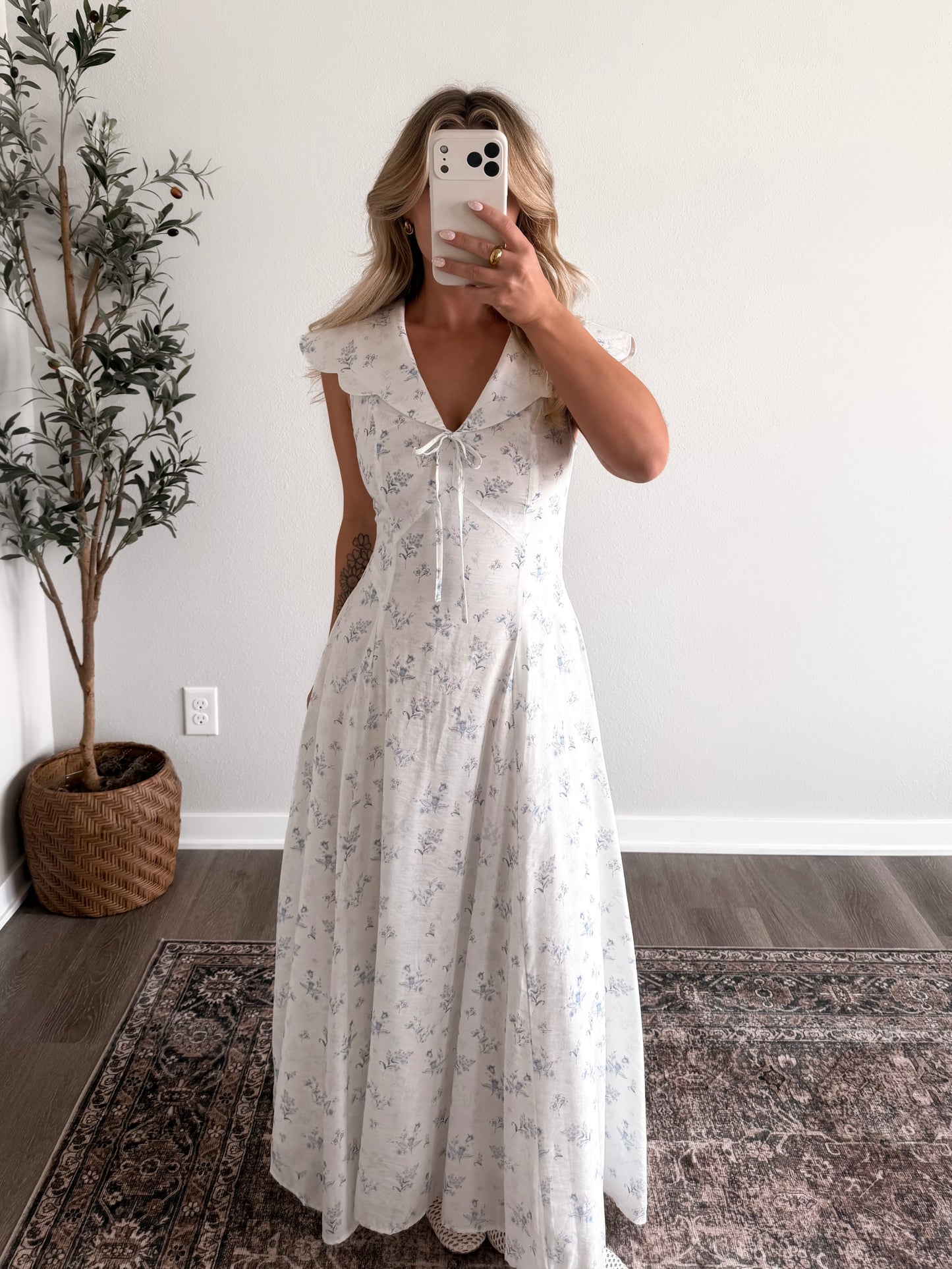Cathedral Blue Floral Maxi Dress