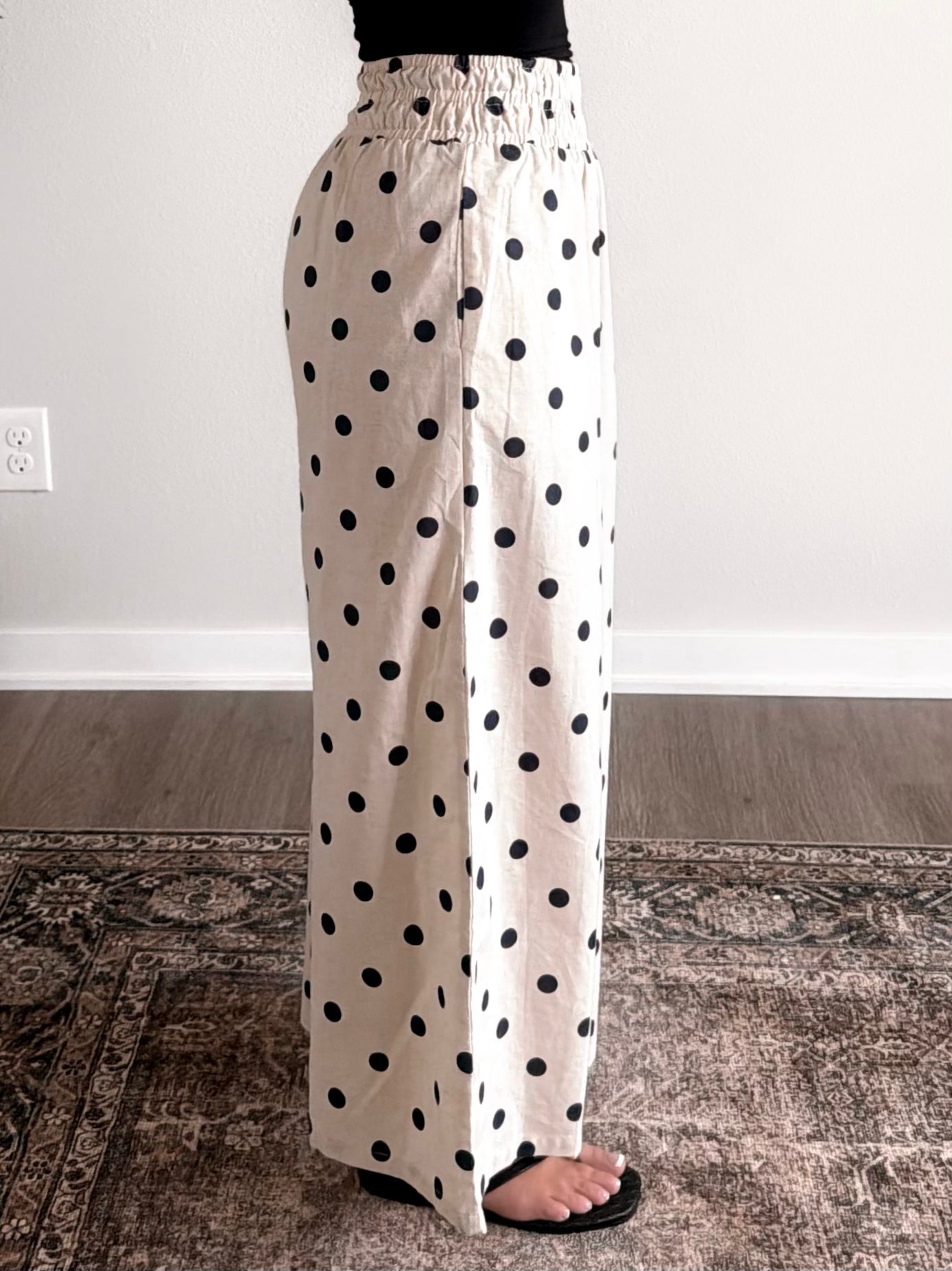Oat Chai Dotted Linen Pant / Navy